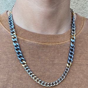 Byrufina handmade Men metal link chain necklace